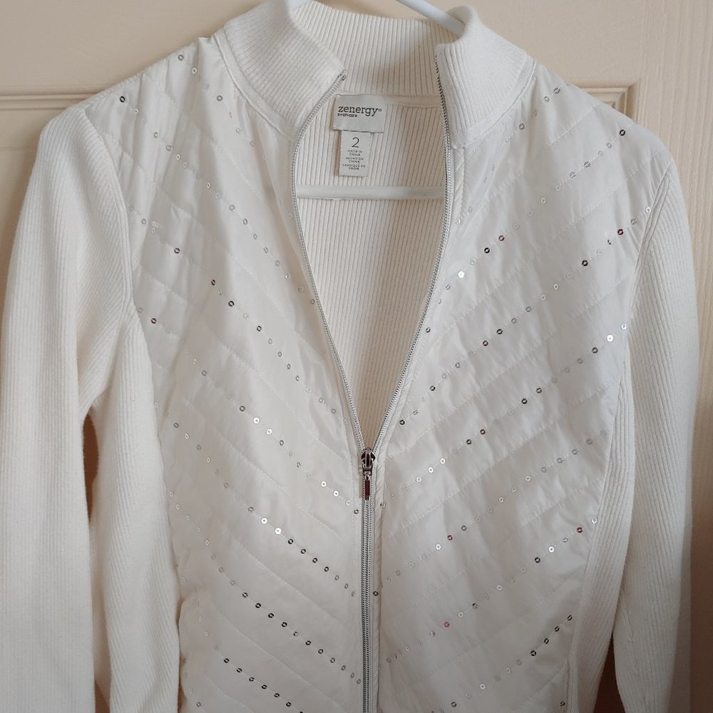 Chico's light weight jacket with silver sequins